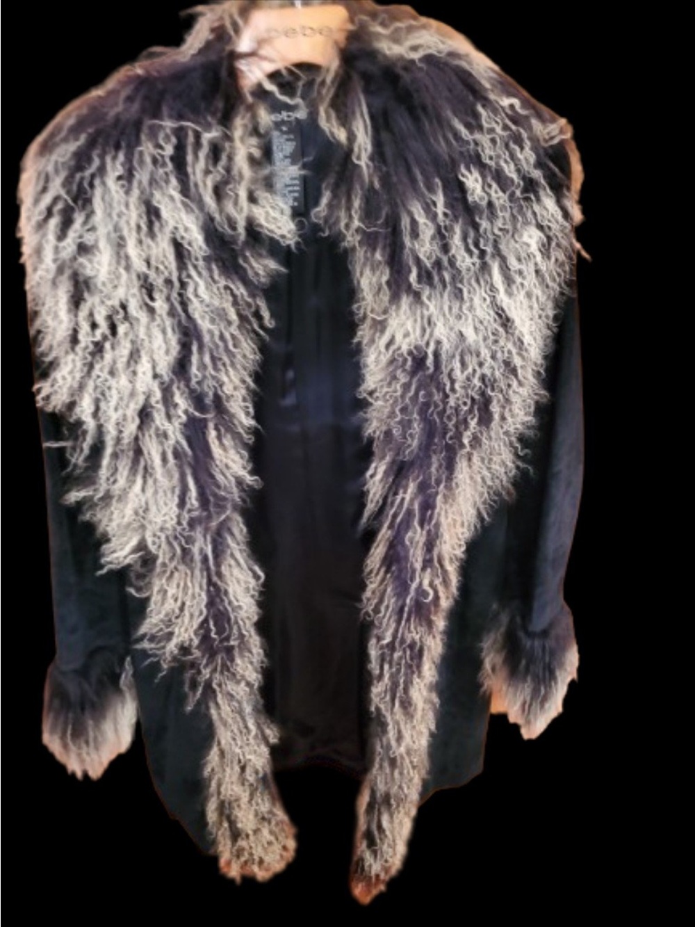 bebe Black Coat with Gray Faux Fur Trim - Picture 3 of 4